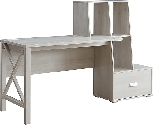 Miniatura 4 de ioHOMES Garvine - Escritorio moderno de 1 cajón, roble blanco