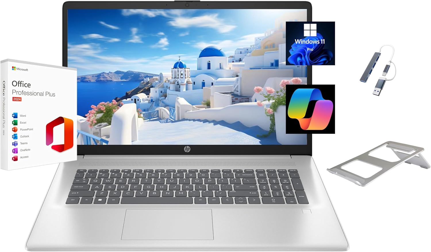 HP 17 Laptop, 17.3” HD+ Display, 11th Gen Intel Core i3-1125G4 Processor, 8GB RAM, 256GB SSD, Wi-Fi, HDMI, Webcam, Windows 11 Home, Silver