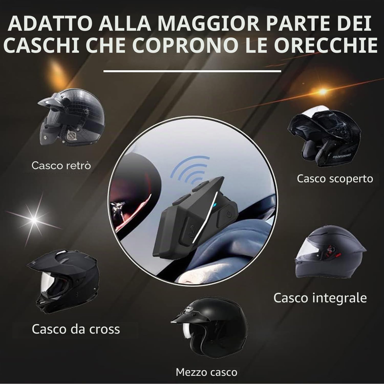 OBEST Blutooth - Cuffie per casco da moto, con vivavoce, senza fili, altoparlante musicale stereo impermeabile IP65, microfono per chiamate di riduzione del rumore per ciclismo sci viaggi