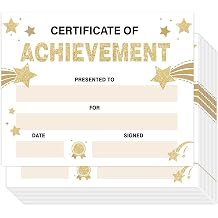 25PCS Classroom Award Certificates, Paper Preschool Graduation Certificates, Certificate of Achievement Awards for End of Semester Back to School Study Supplies Gold