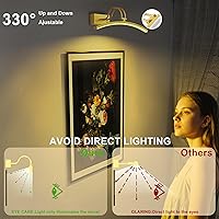 Vista 5 de PAIHOME Luz de imagen para pared, funciona con pilas, luz magnética recargable con sensor de movimiento inteligente, control remoto regulable