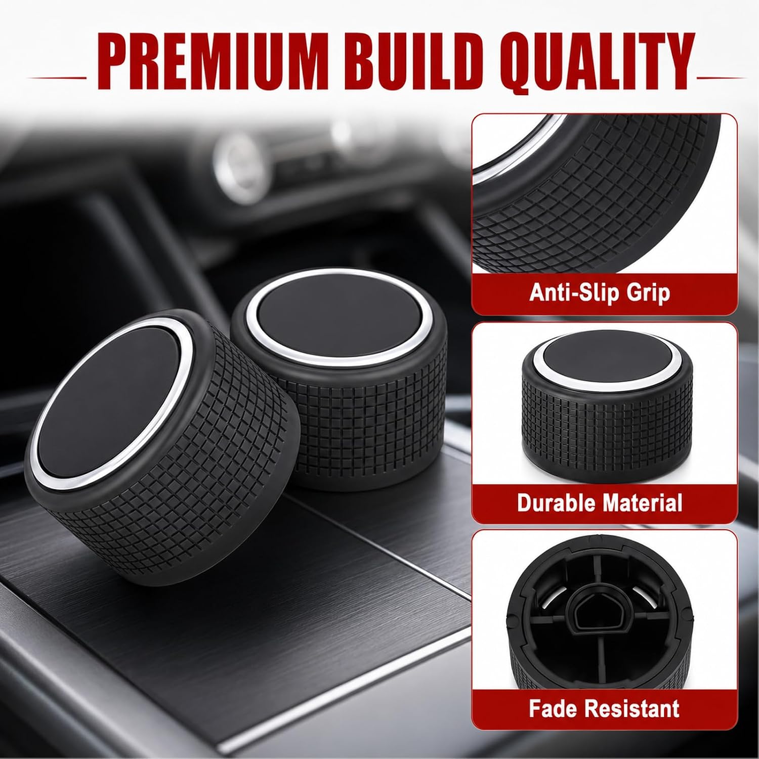 Car Rear Radio Replacement Knobs Compatible with 2007-2013 Chevy Tahoe Chev-rolet Silverado GMC Acadia Sierra Escalade Buick Enclave Yukon Cadillac-Audio Volume Control Knob Replacements GM 22912547