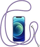 Vista 6 de ZTOFERA Funda para iPhone 12/12 Pro con correa, funda cruzada para teléfono con cordón ajustable para el cuello para el hombro, silicona suave a