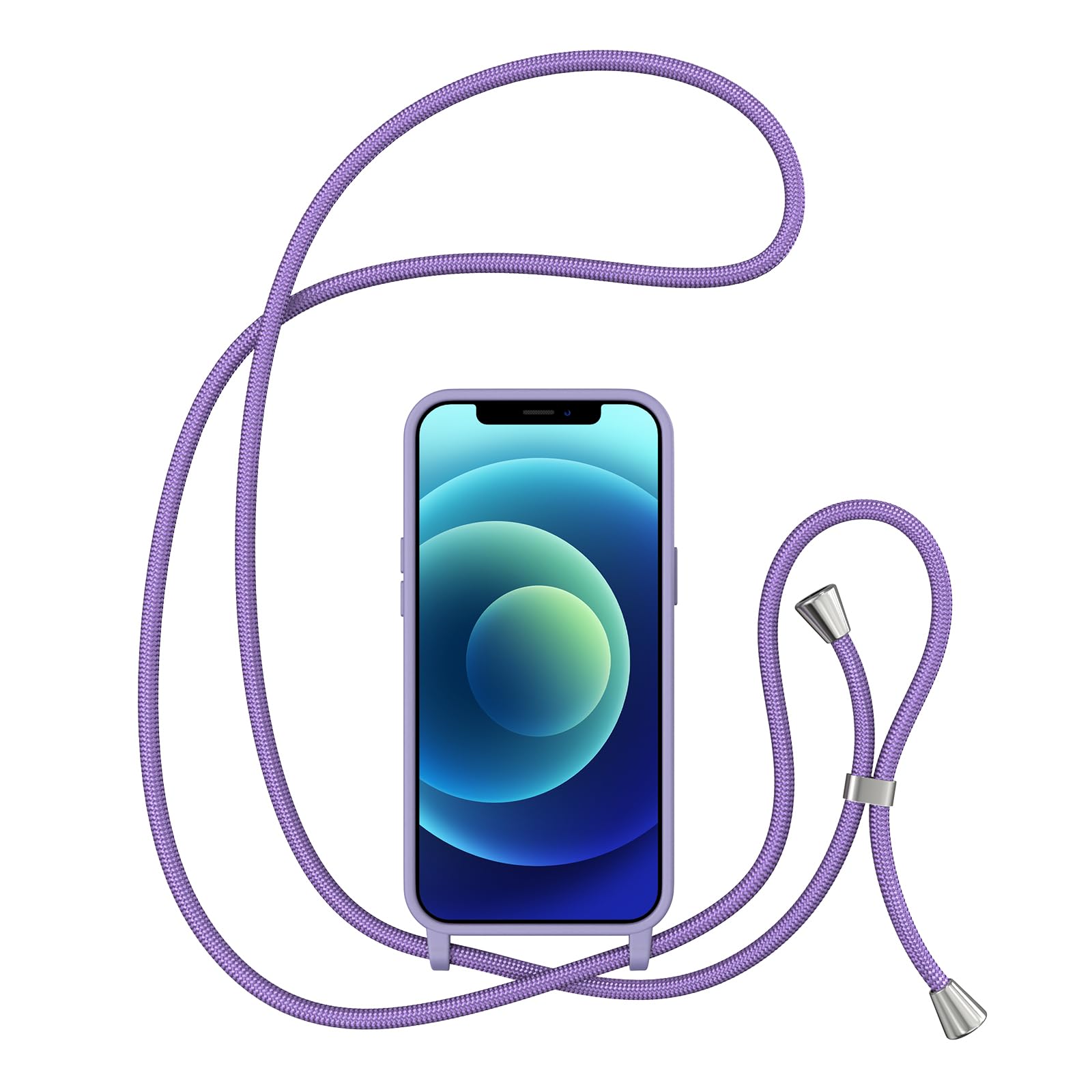ZTOFERA Custodia con cordino a tracolla per iPhone 12/iPhone 12 Pro, custodia protettiva in silicone liquido con cinturino regolabile per collana e collana morbida per iPhone 12/12 Pro, nero