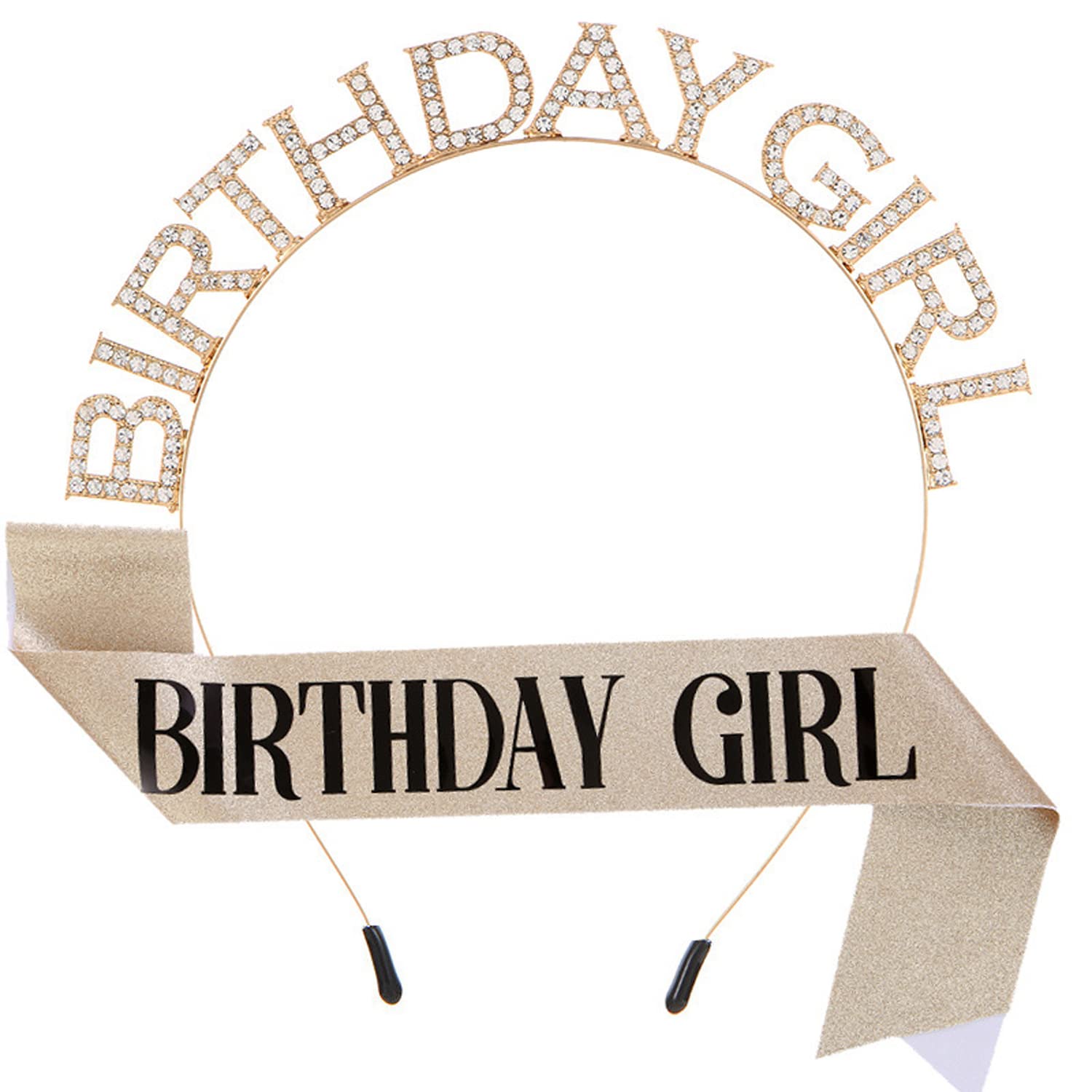 Set Corona E Fascia Per Compleanno - Corona Con Strass E Fascia 'Birthday Girl', Argento, Per Feste E Decorazioni - Foto 2