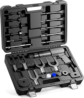 YSSNIUTOOL 25PCS Pneumatic Air Hammer Chisel Set 2100 BPM Quick Change Kit with Shovel Heads & Ball Joint Separator for Auto Repair