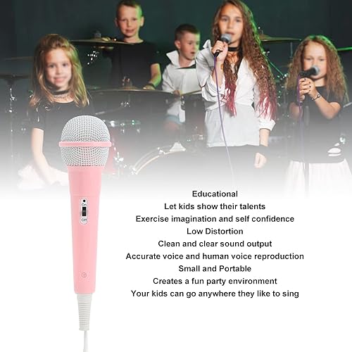 Miniatura 2 de Hilitand Micrófono con cable para niños, micrófono de juguete dinámico de mano, enchufe de 0.138 in, música de baja distorsión, micrófono de máquina