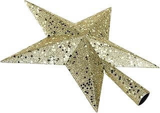Cabilock ミニ クリスマス ツリー トッパー スモール スター ツリー トッパー クリスマス スター トップ オーナメント 装飾 パーティー用(キラキラ ゴールド)