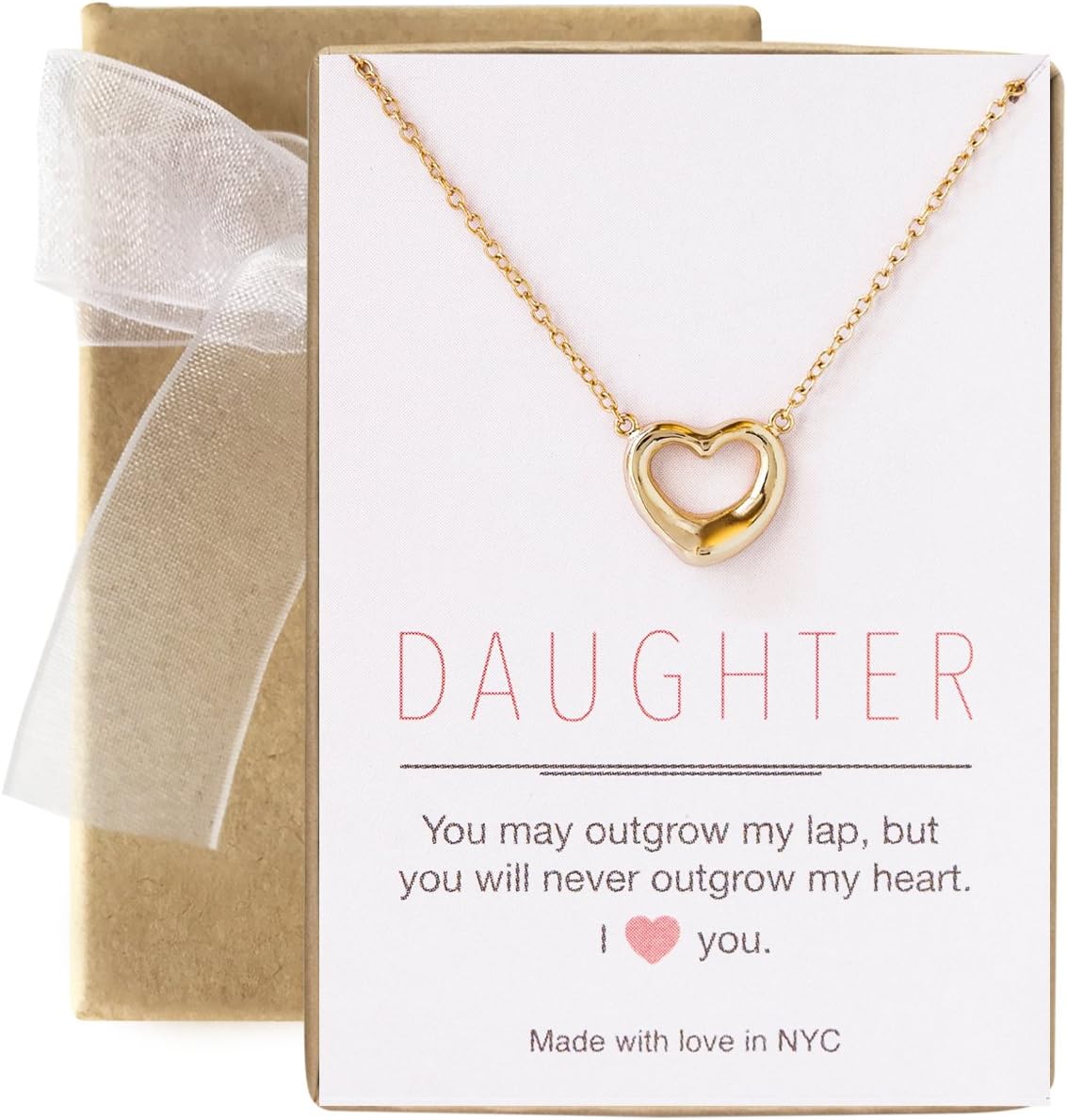 A+O Heart Necklace Gift for Daughter, Sister, Mom in Sterling Silver, Gold Vermeil