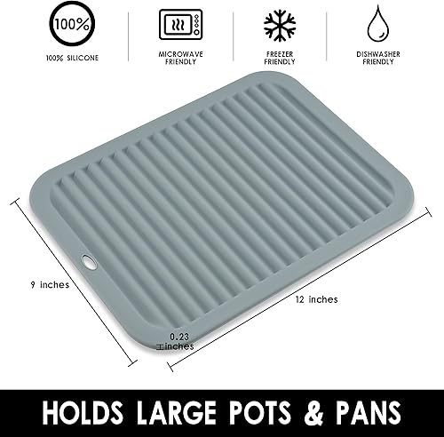 Miniatura 9 de Smithcraft Salvamanteles de silicona para platos calientes, ollas y sartenes, soportes redondos de color verde azulado, abridor de tarros y soporte