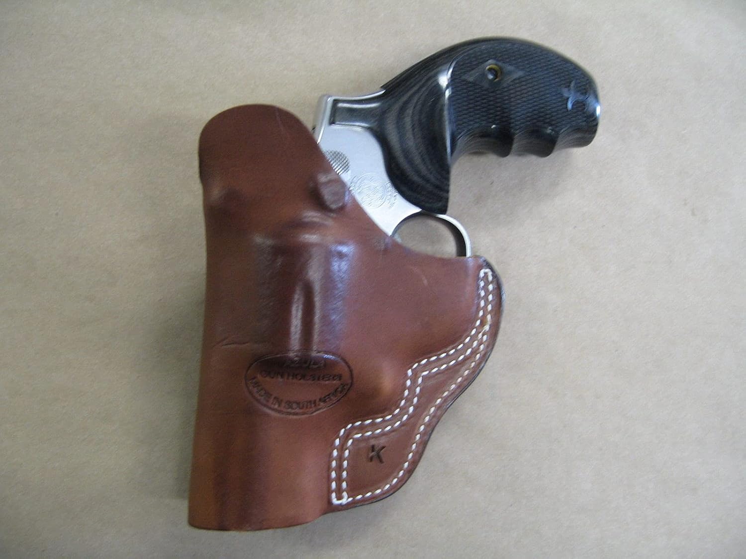 Azula IWB Leather in The Waistband Carry Holster for Smith & Wesson S&W L Frame 2.5 Inch Barrel Revolver TAN Right Hand
