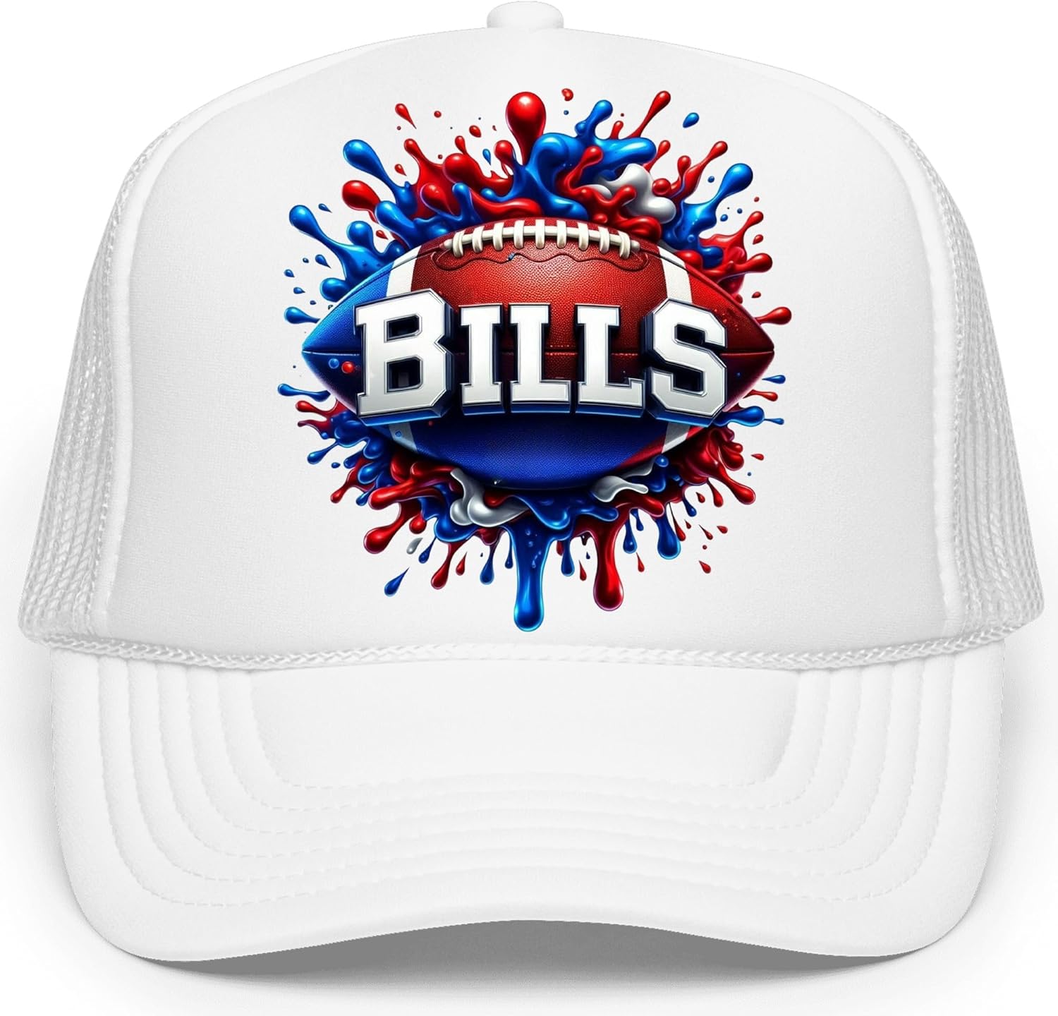Bills Football Trucker Hat for Men and Women Buffalo Fan Classic 5 Panel Mesh Snap Back