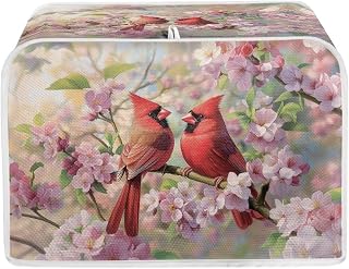 Talayituse Cardinal Cherry Blossom Print 4 Slice Toaster Covers Dust Protection Bread Maker Covers Toaster Oven Cloth Cover Kitchen Accessories Washable Appliance Cover, M
