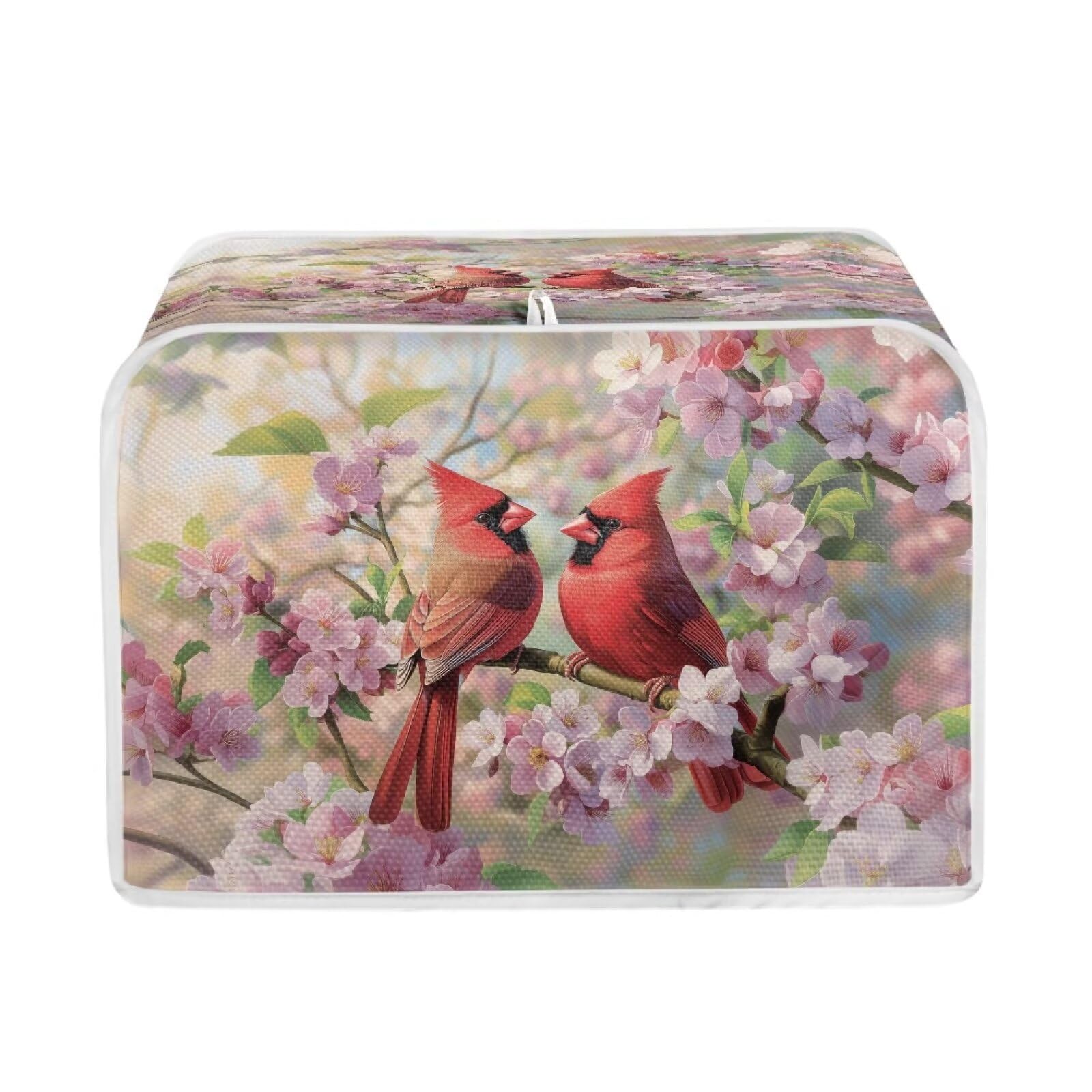 Xoenoiee Cardinal Cherry Blossom Print Toasters Cover 4 Slice Toasters Cover Bread Maker Cover Kitchen Small Appliance Cover Kitchen Accessories Toaster Oven Cover
