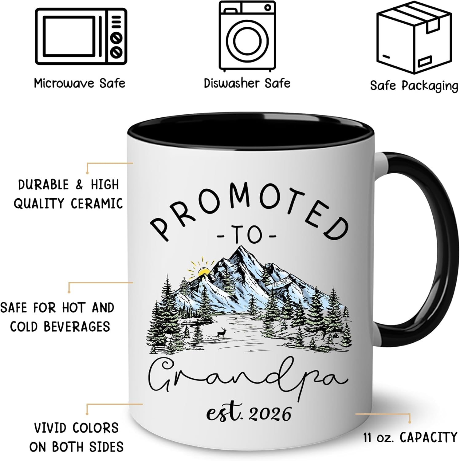 BSQUIELE Gifts For First Time Grandparents 2026 - Promoted To Grandparents Mug - Pregnancy Announcement For Grandpa Grandma - Mugs For Grandmother Grandfather - Going To Be Grandparent 2026 - Image 3