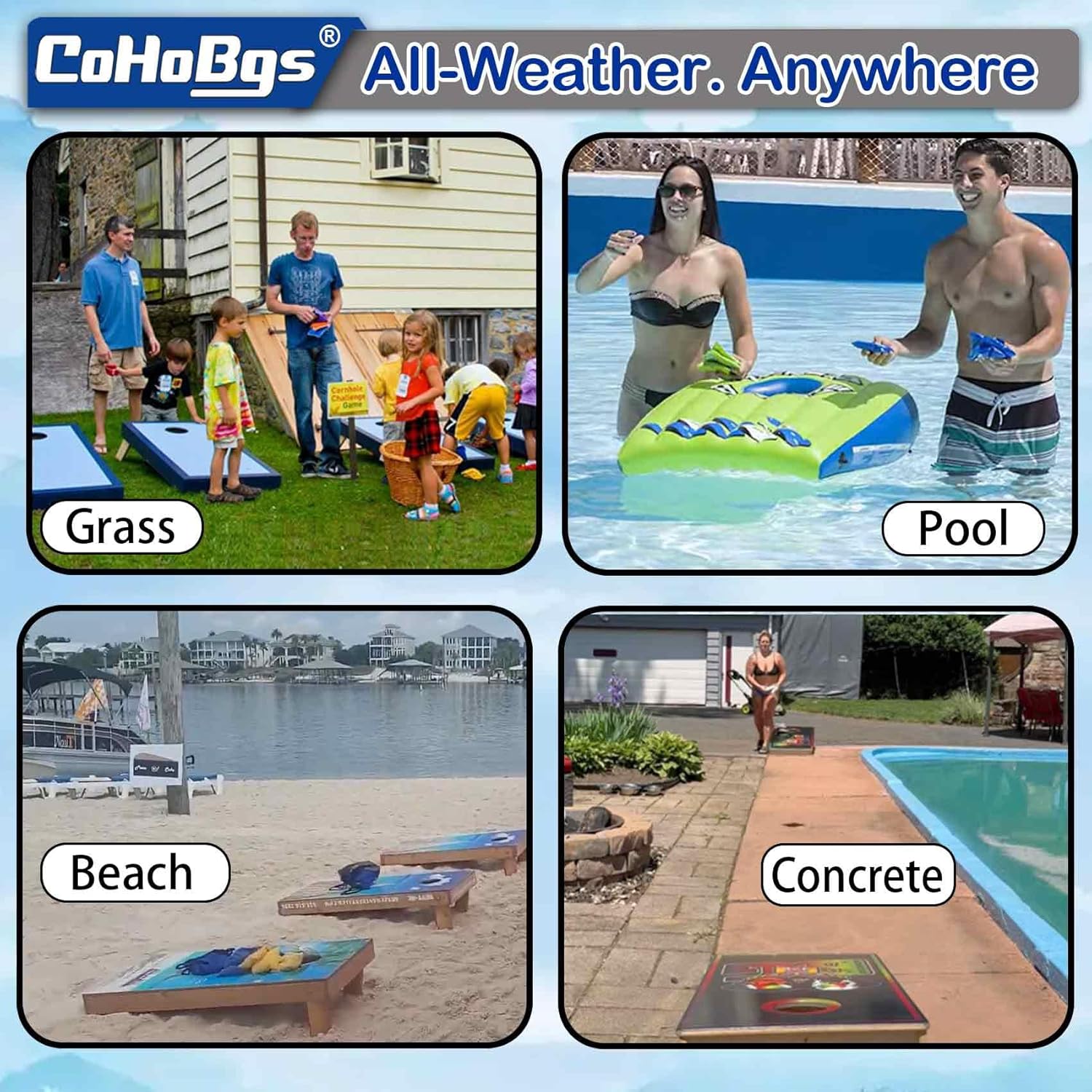 CoHoBgs Corn Hole Bags Set 8, Professional Cornhole Bags Dual-Sided Slick & Stick Resin Filled Suede and Duck Canvas Bean Bag for Cornhole Game Includes Carry Case