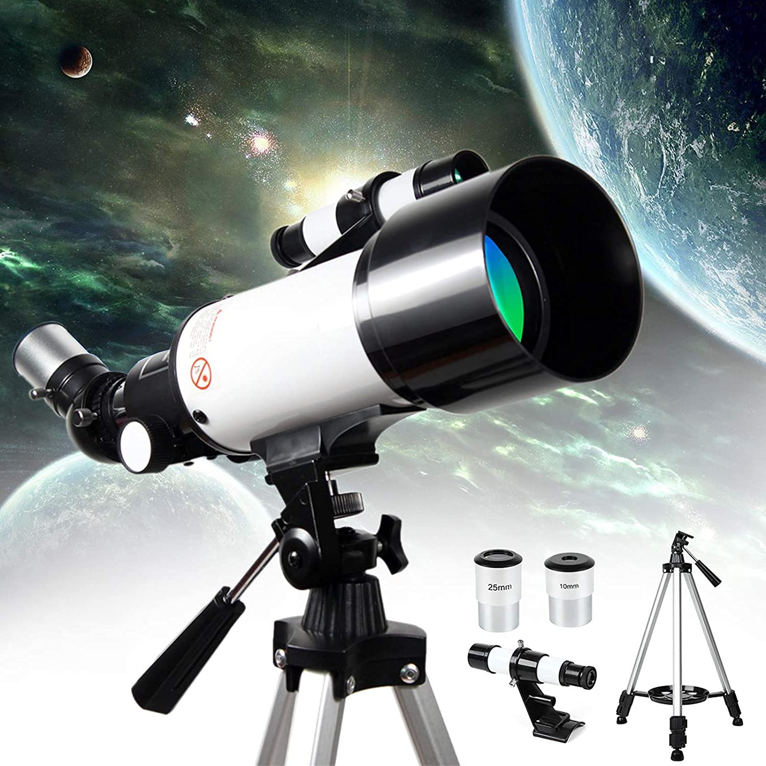 Ostin Beginner-Friendly 70mm Astronomical Telescope with 300mm Focal Length, Up to 150X Magnification - Ideal Gift for Adults and Kids with a Passion for Space Exploration-image-33