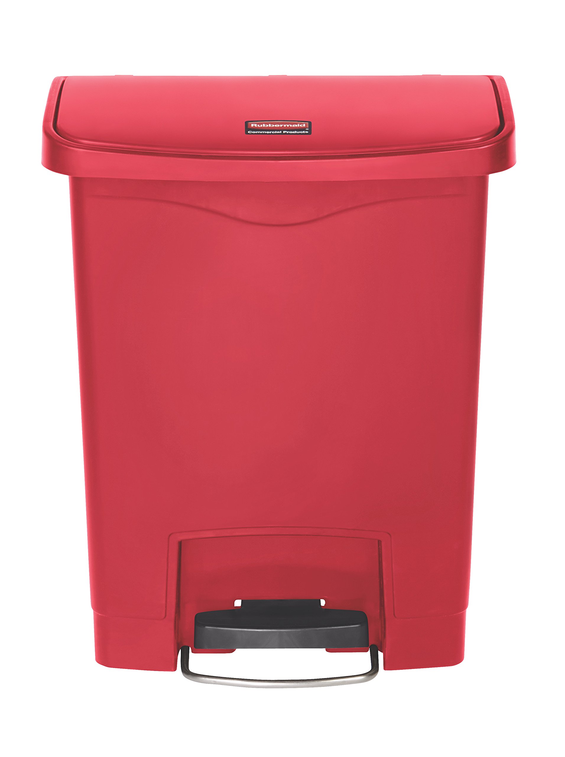 Rubbermaid Commercial Products Slim Jim® Tretmülleimer aus Kunststoff 30 l | Innenraum-Mülleimer für Medizin, Büro, Gewerbe, Küche und Bad | Rot | 1883564