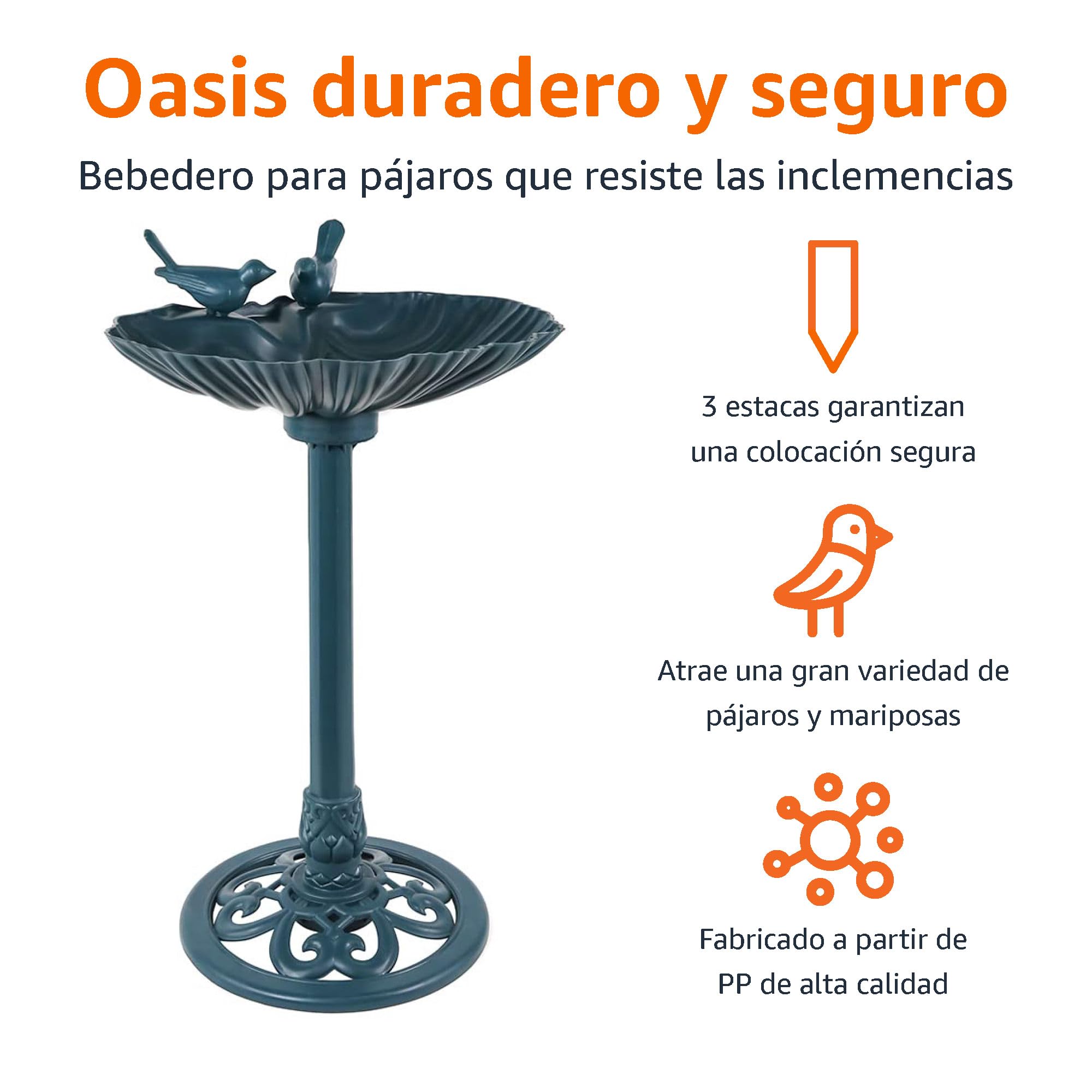 Amazon Basics - Baño para pájaros, 81 cm, verde