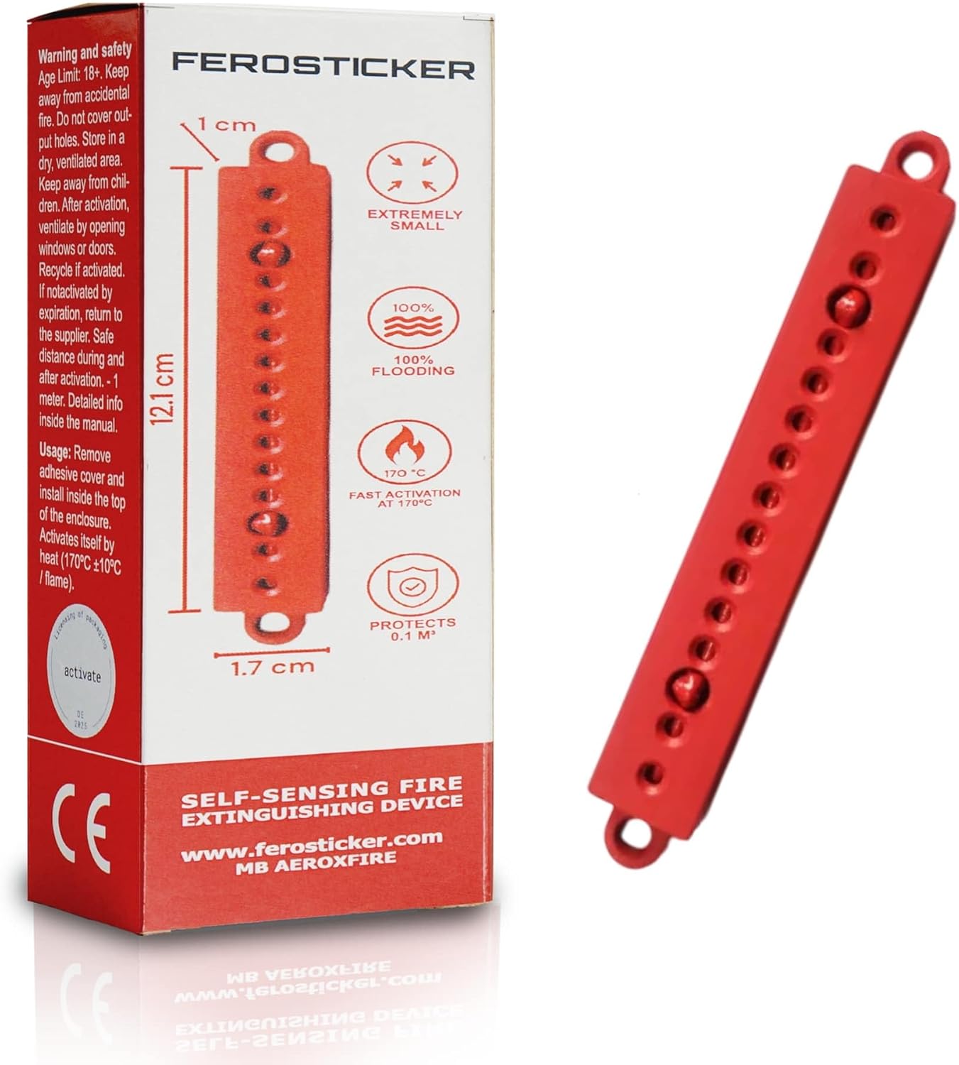 Kleiner Automatischer Feuerlöscher – Ungiftig, Kompakt &amp; Wartungsfrei, Haushaltsbrandschutz für Sicherungskästen, Solargeneratoren, Fahrzeuge, Lithiumbatterien, Schiffskabinen (1 Stück)