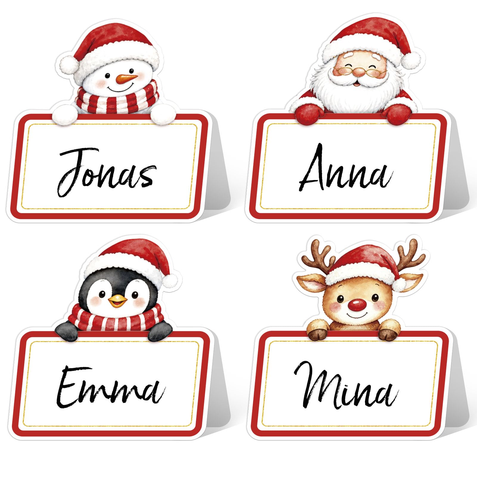 60 Pcs Christmas Place Cards for Table Setting, 4 Assorted Table Name Cards