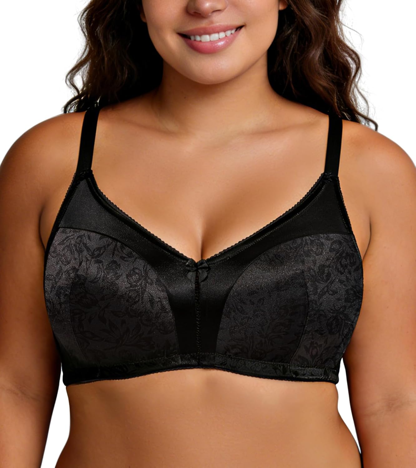 Mirry Women's Minimizer Bras Full Coverage Floral Print Bra Non Padded Plus Size Wireless Bra