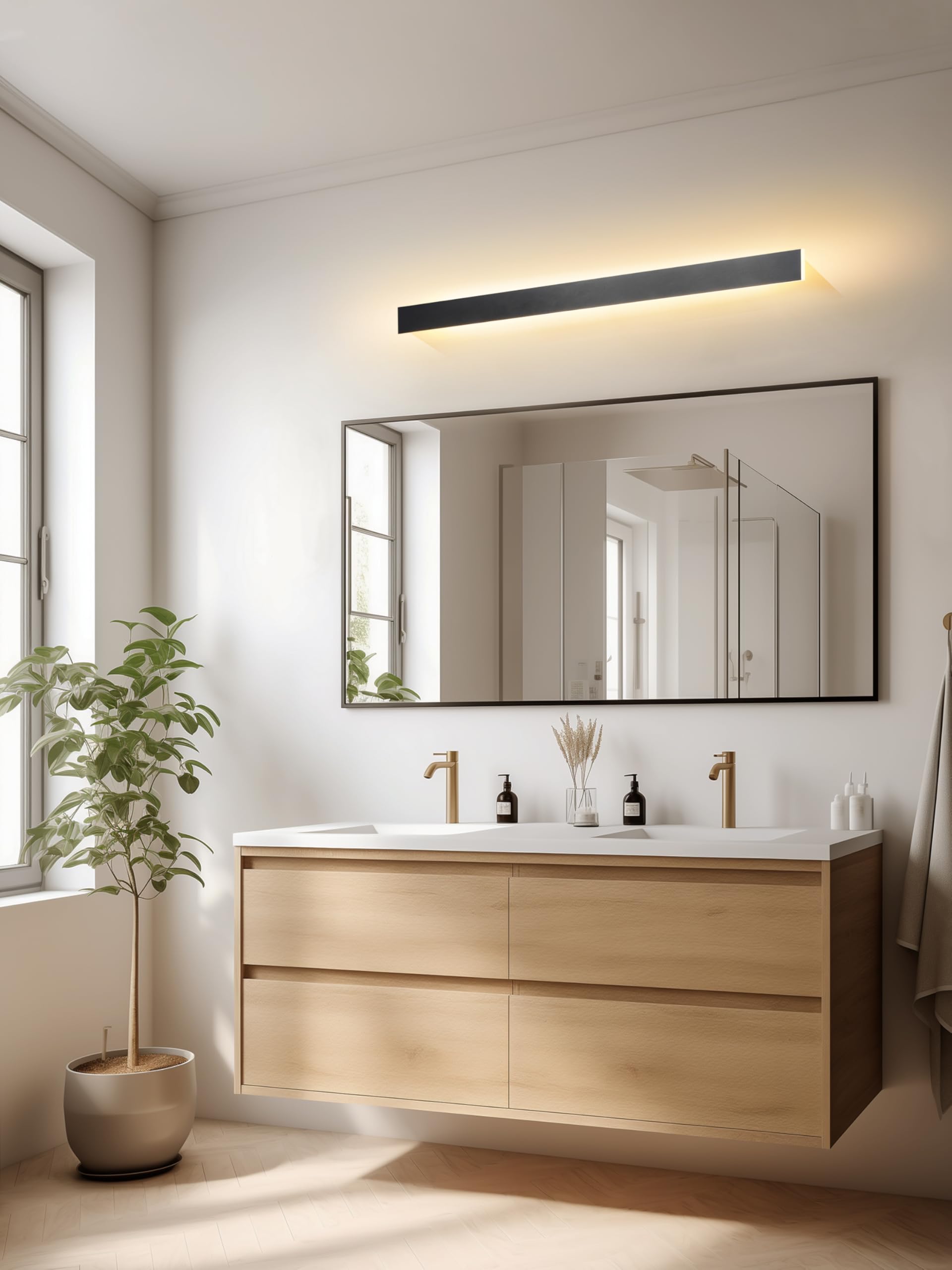 100CM LED Wandleuchte Aussen Lange Wandlampe Schwarz Ip65 3000K | Außenleuchte Außenwandleuchten Hauswand Wasserdicht Outdoor Wand Lampe Terrasse Gärten, Villa , Warmes Licht Anthrazit Innen