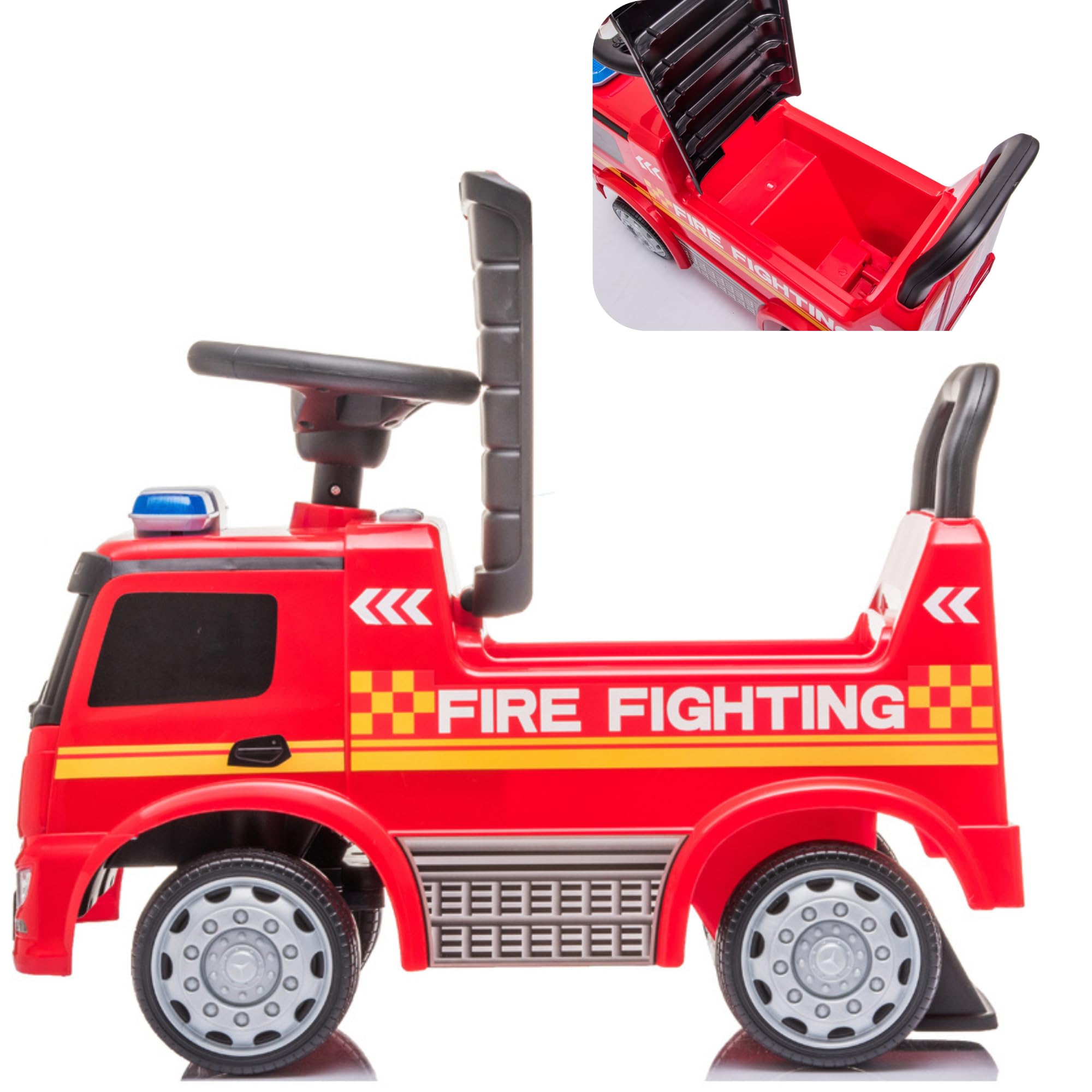 Correpasillos Camión de BomberosMercedes-Benz | con Volante, Sirena y Espacio de Almacenaje – para Niños Desde 12 Meses
