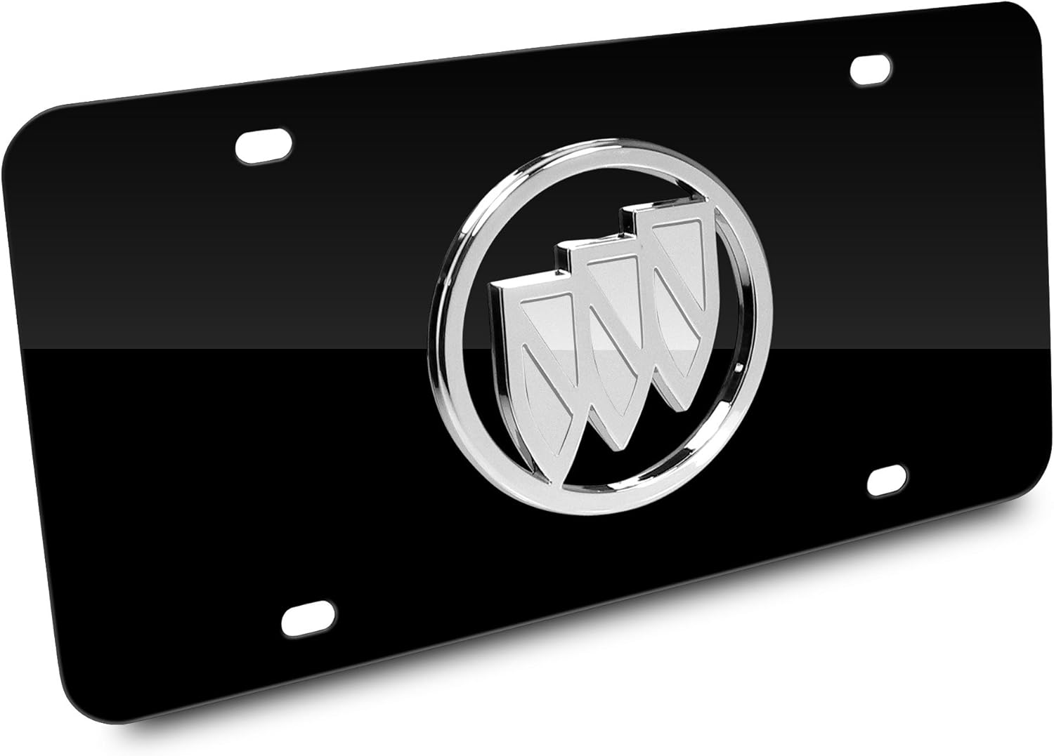 Au-Tomotive Gold, INC. Buick 3D Logo Black Metal Auto License Plate with