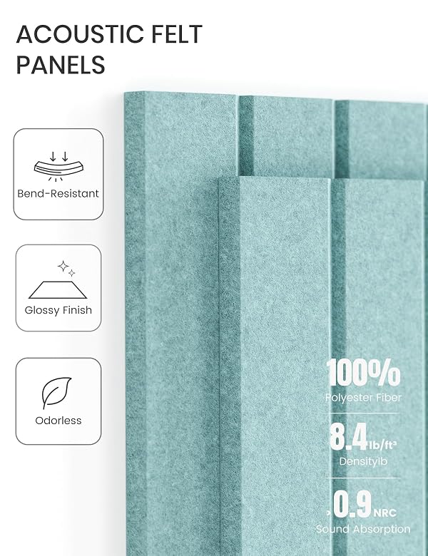 Felt Bulletin Board Tiles -28"x18" with 40 Adhesive Tabs, Cork Board Alternative for Office Decor, Push Pin Board Wall Organizer 6-Pack (Teal Blue) by Fluxynara - Image 2