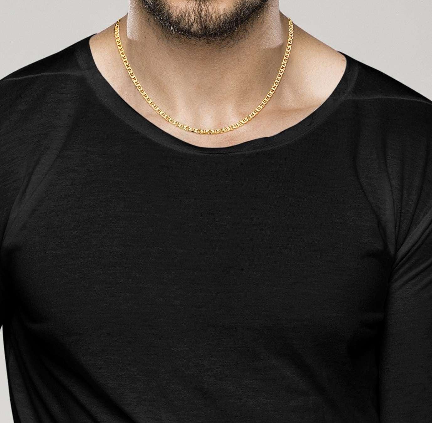 Miabella 18K Gold Plated 925 Sterling Silver Italian 3mm, 4mm, 6mm Flat Mariner Link Chain Necklace for Men Women, Made in Italy - Image 4