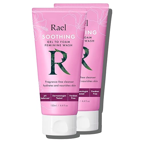 Rael Lavado femenino, gel calmante para lavado de espuma, lavado femenino de equilibrio de pH para mujeres, lavado íntimo, ingredientes limpios,