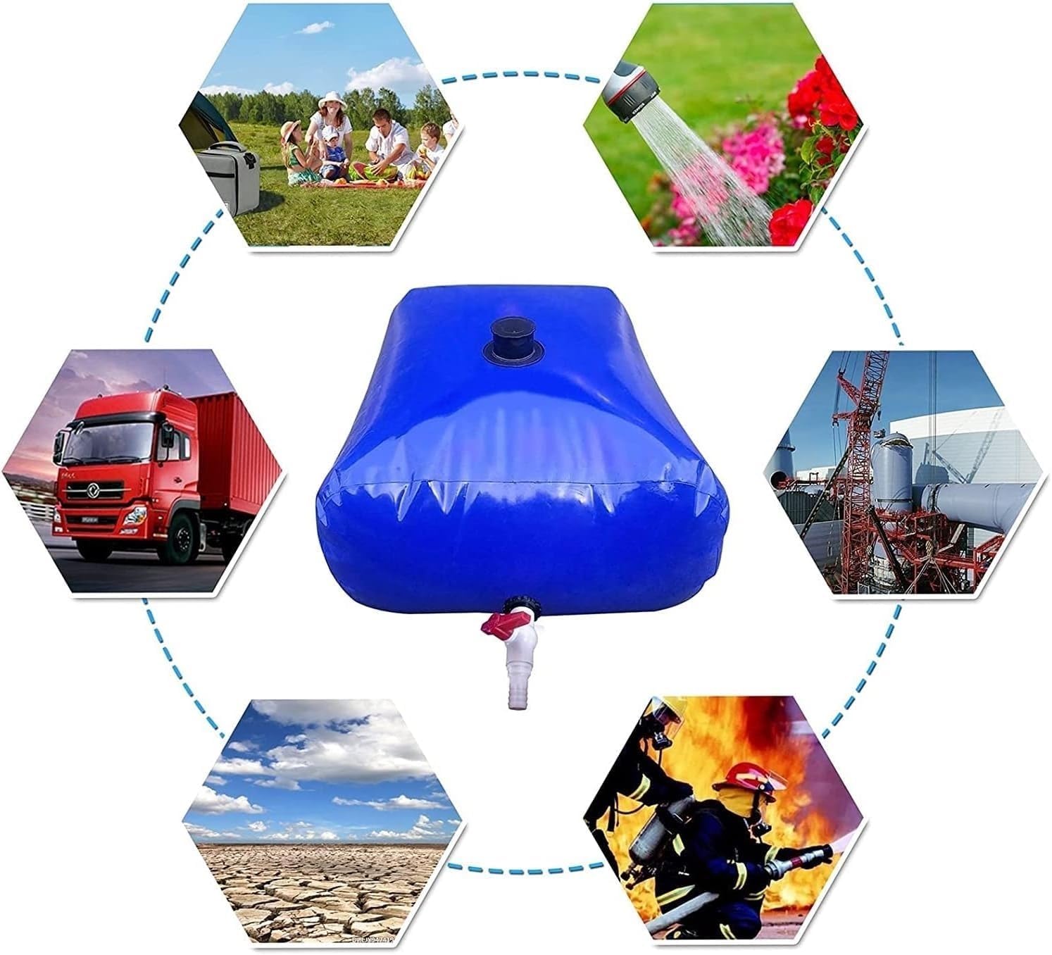 Tear-Resistant Water Bag Collapsible Storage Container Bag for Camping Drought-Resistant Agricultural, Portable Emergency Water Storage Tank, 100L - 6000L(946L/250Gal/1.5x1x0.63 m)