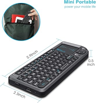 Rii 2.4G Mini Wireless Keyboard with Touchpad Mouse,Lightweight Portable Controller with USB Receiver Remote Control for Windows/Mac/Android/PC/Tablets/TV/Xbox/ PS3. X1-Black