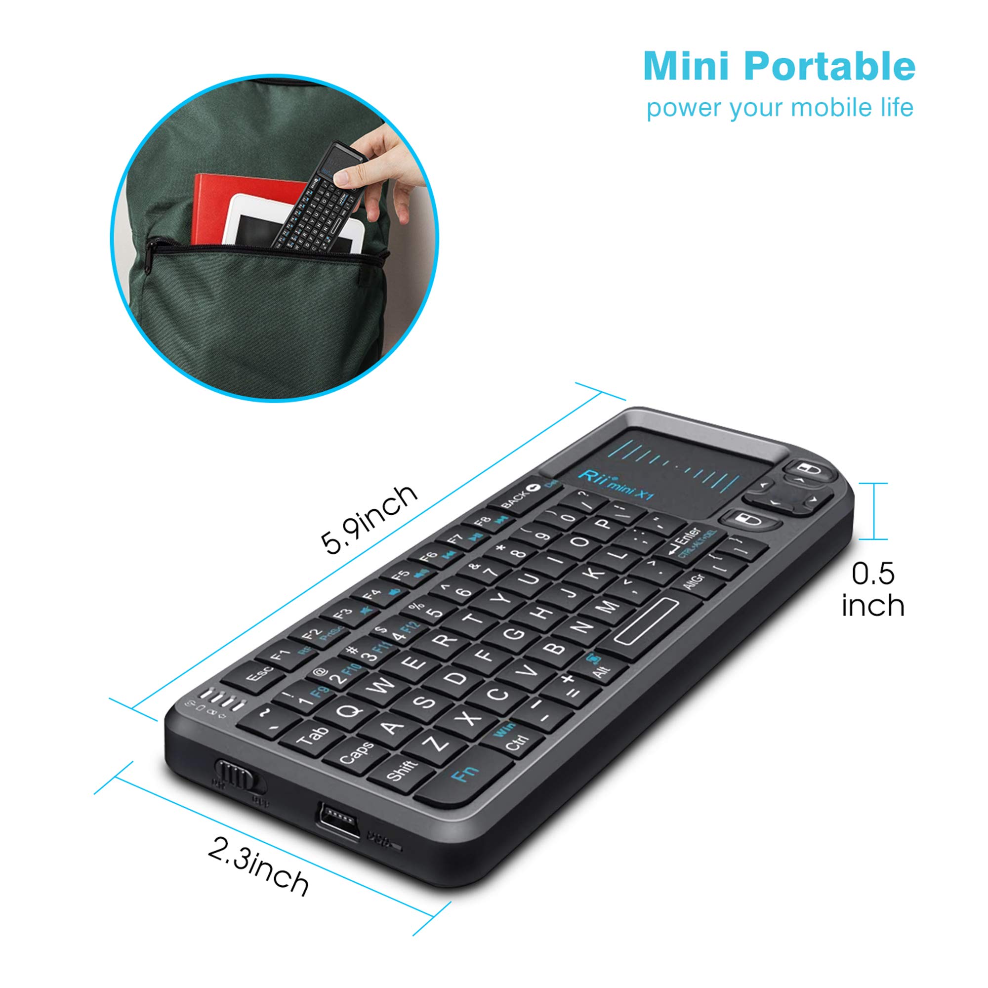 Riiです。 Mini teclado Rii 2.4G sem fio com mouse touchpad, controle