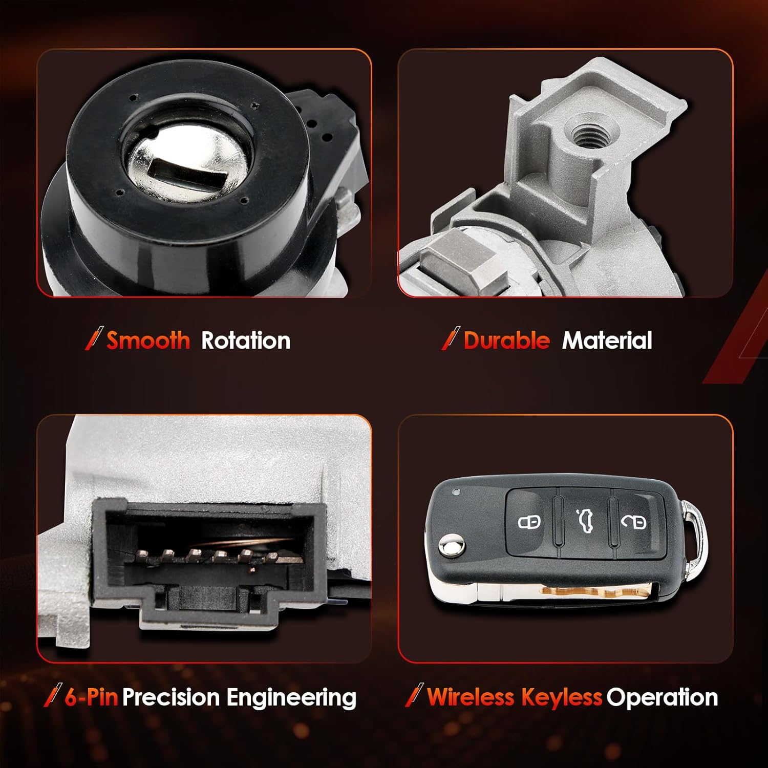 Ignition Switch Lock Cylinder, Compatible with Volkswagen VW 06-18 Jetta, 04-07 10-11 Golf, 07-11 EOS, 06-09 Rabbit, Assembly with Remote Intelligent Key Shell, Replaces# 1K0905851B/1K0905851 - Image 6