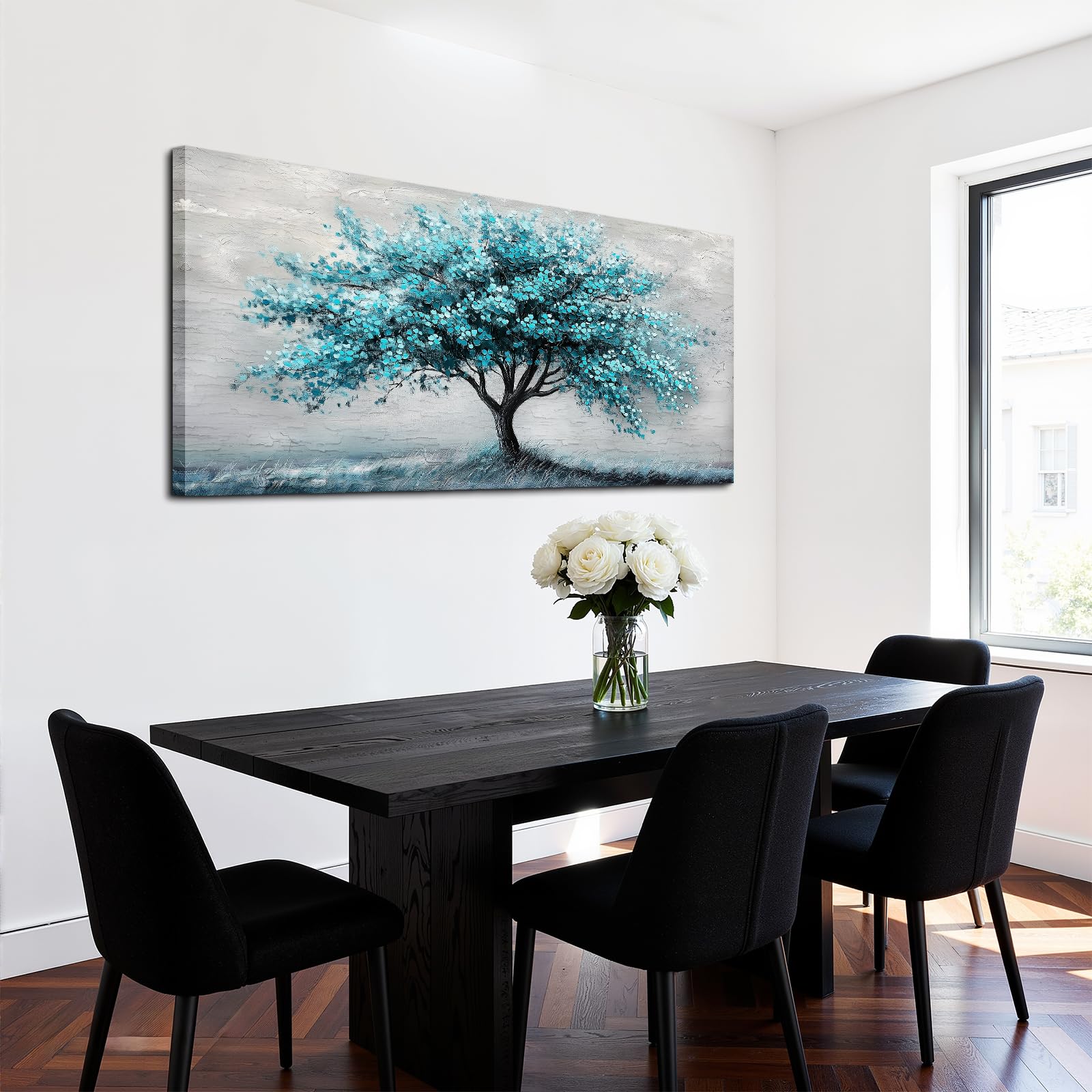 SERIMINO Natürliche Wandbilder Baum des Lebens Leinwand Bilder 73x146 cm | Lebensbaum Wanddeko, Hd Druck, Massivholzrahmen, Feine Leinwand, Diverse Größen, Einfache Montage, Geschenk
