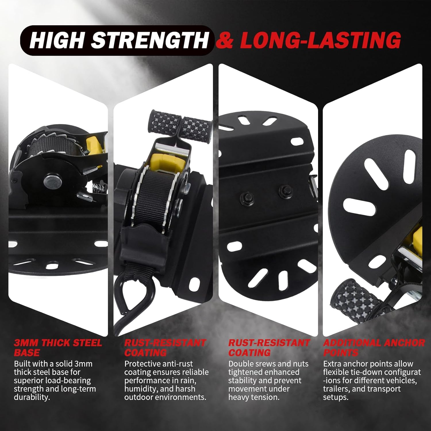 Retractable Ratchet Strap Compatible with 2015-2025 Ford F150 & 2017-2025 F250/F350/F450/F550 Super Duty, 1 Inch x 9.2 Feet(1,500lb Break Strength) Truck Bed Tie Down System (2 Pack)