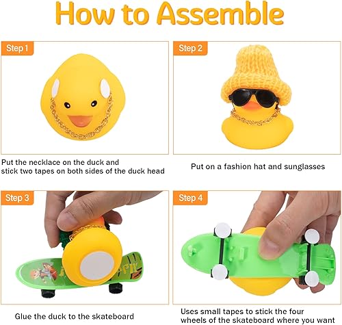 Miniatura 5 de wonuu Adorno de pato de goma para tablero de automóvil, decoración para tablero de automóvil, accesorios de decoración con mini sombrero, collar,