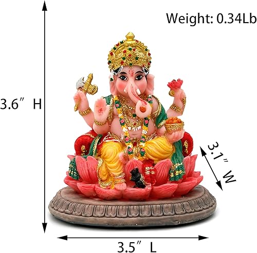 Miniatura 6 de Regalos indios, estatua de Lord Ganesha, 3.6 pulgadas de alto, ídolo hindú Ganesha para tablero de instrumentos del automóvil, regalo para hombre