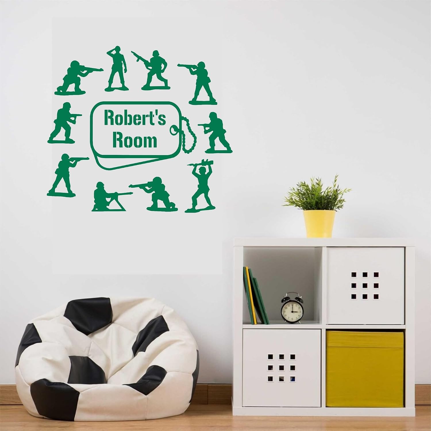 Personalized Custom Name Army Men Vinyl Wall Decal Sticker Home Interior Design Nursery Decor Bedroom Wall Art Mural (29" T x 32" W)