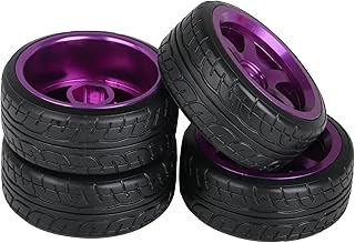 Mxfans 4 Al. 5 Spoke Purple Wheel Rim & 4 Black Tyre for RC1:10 On-Road Car