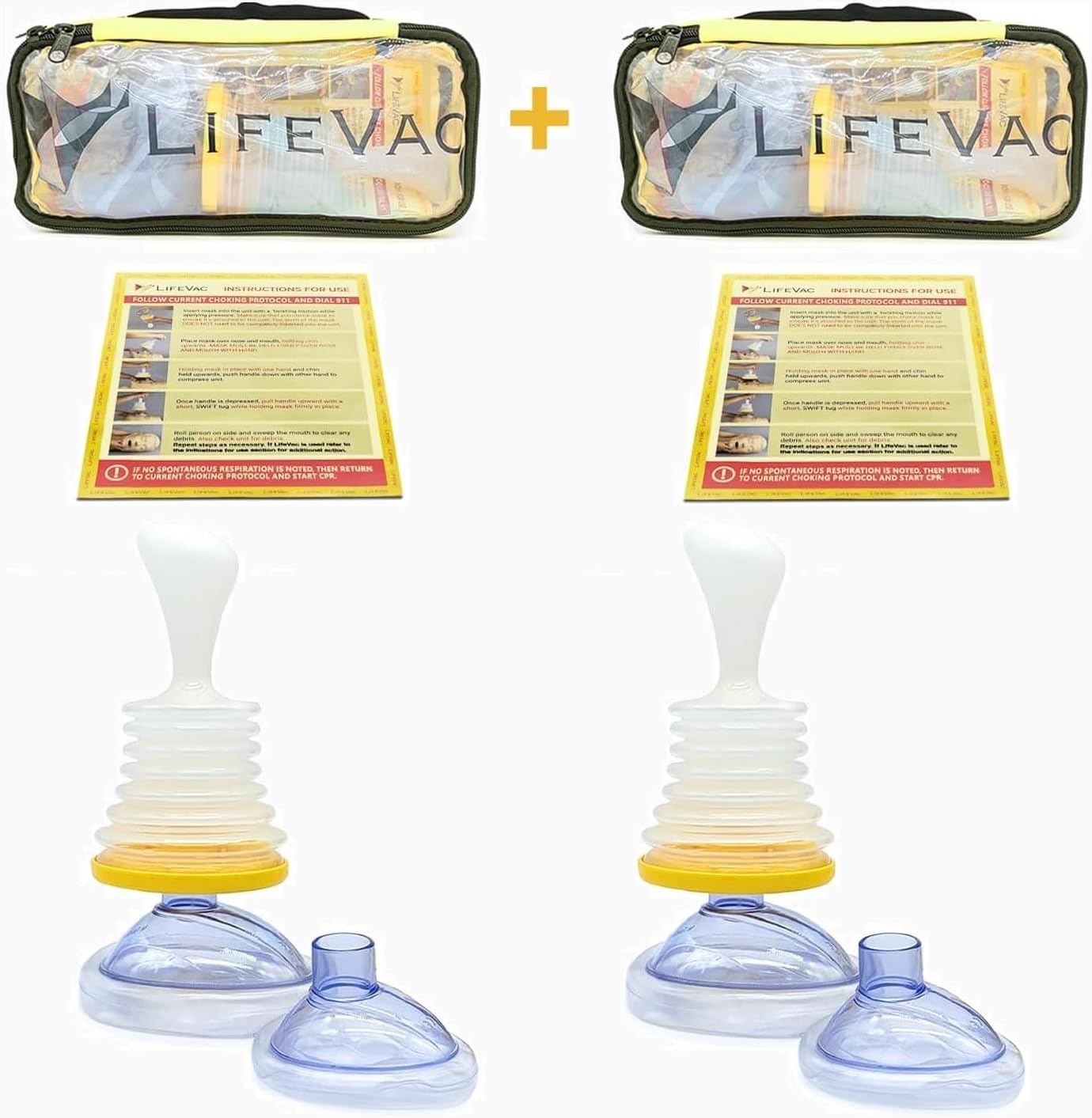 LifeVac Yellow Travel Kit 2 Pack (Canadian Version) – Portable Suction Rescue Device, First Aid Kit for Kids and Adults, Portable Airway Suction Device for Children and Adults