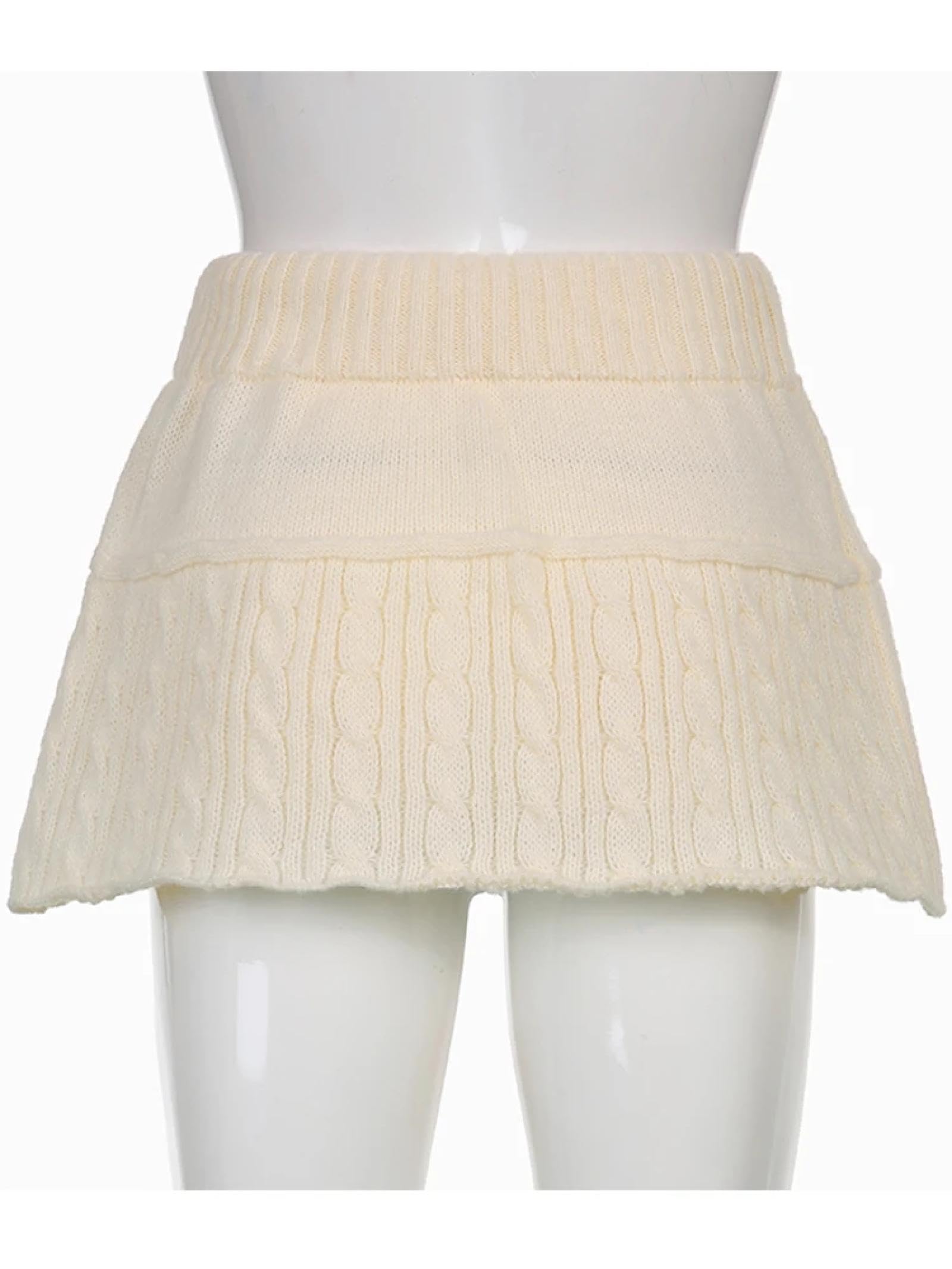 Faldas De Tubo Mujer Falda Corta Tejida De Cintura Baja Ropa De Calle Bonita para Chica Faldas con Cordón para Mujer
