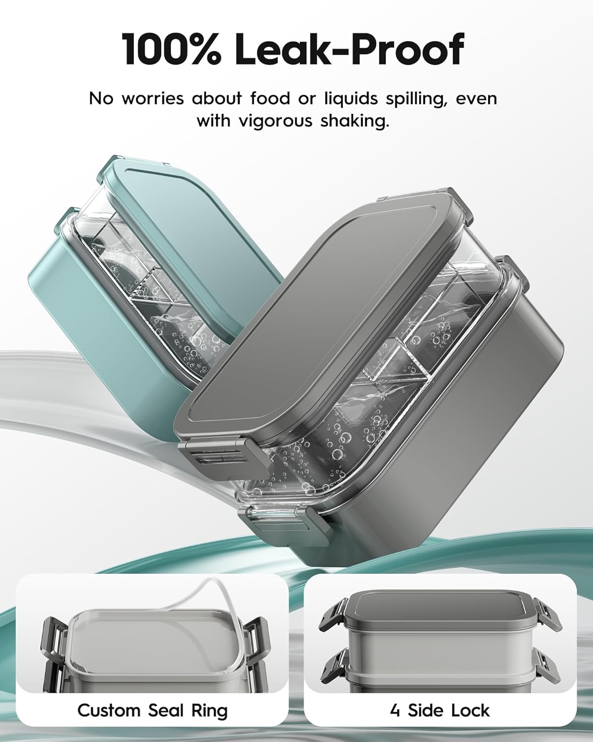 Adults Bento Box with Insulated Lunch Bag, 74oz Capacity 3 Stackable Leak-Proof Bento Box Built-In Utensil and Sauce, PFAS & BPA-Free, Microwave & Dishwasher Safe (Dusk Gray)