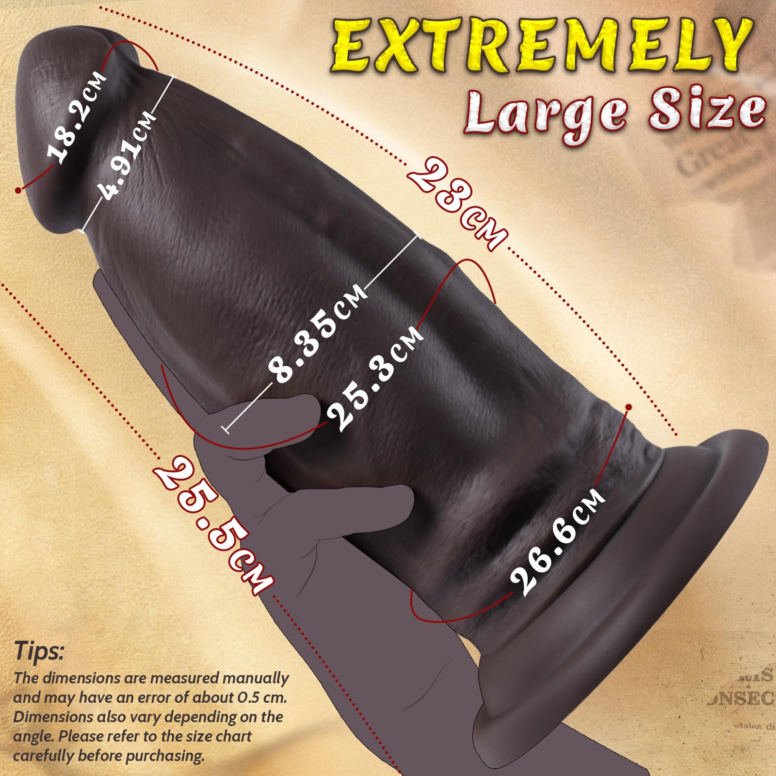 25*8,4 cm Épaisseur Extrême Gode XXL,Gode Anal en Silicone À Double Densité | Godemiché Monstre Géant et Ventouse sans Testicules pour Utilisateurs Avancés Hommes Compatible avec Harnais