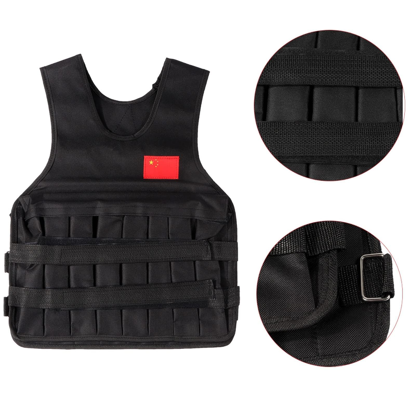 Gilet lesté de 20 kg avec 4 Sacs de Sable, Gilet d'entraînement réglable pour l'entraînement, la Musculation, la Course, Le Fitness, Le renforcement Musculaire