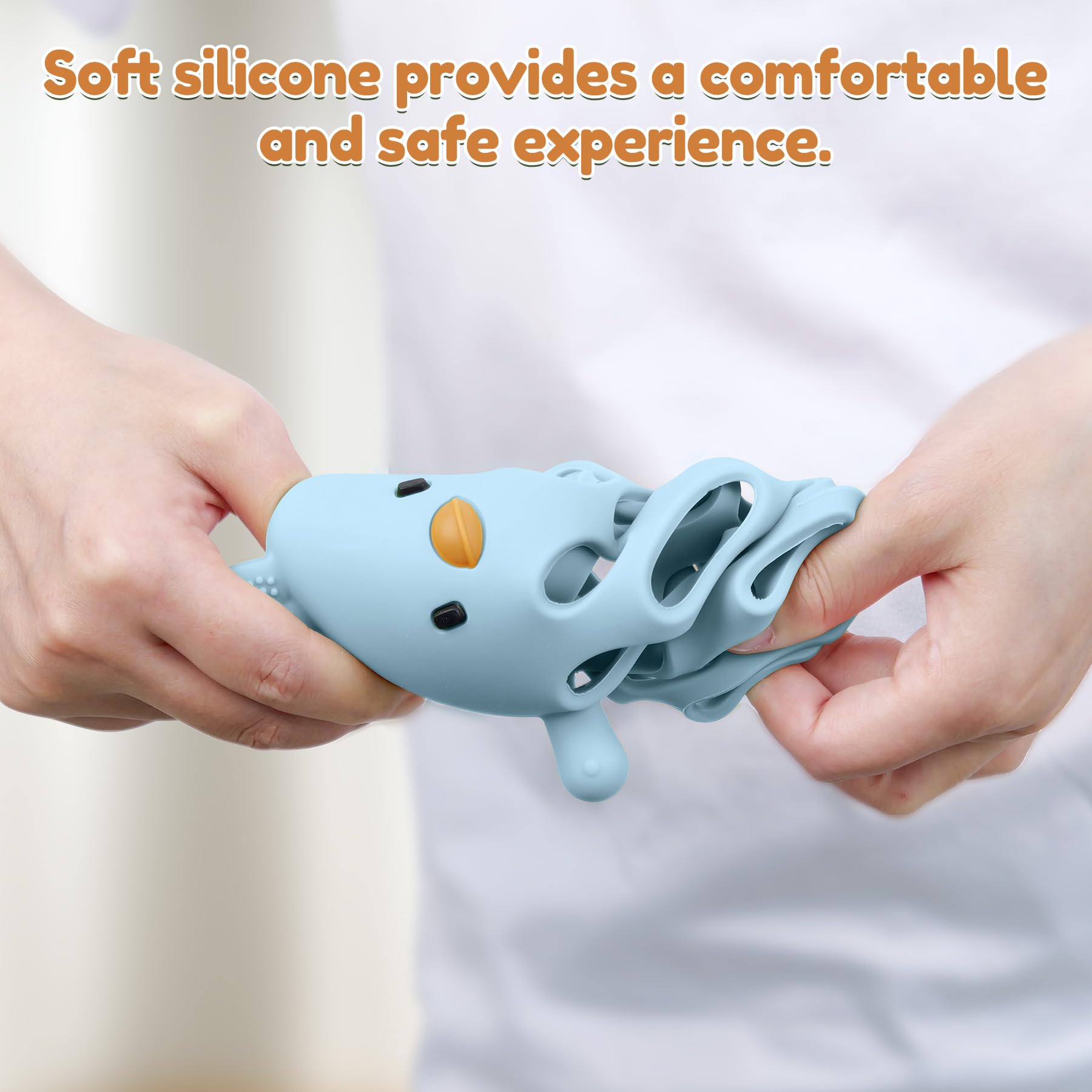 MCGMITT Palla da Presa per Neonati in Silicone Senza BPA – Sonaglio a Forma di Pulcino Giocattolo Sensoriale e Motorio per Bambini di 3 6 9 mesi Facile da Afferrare Come Regalo Montessori – Blu