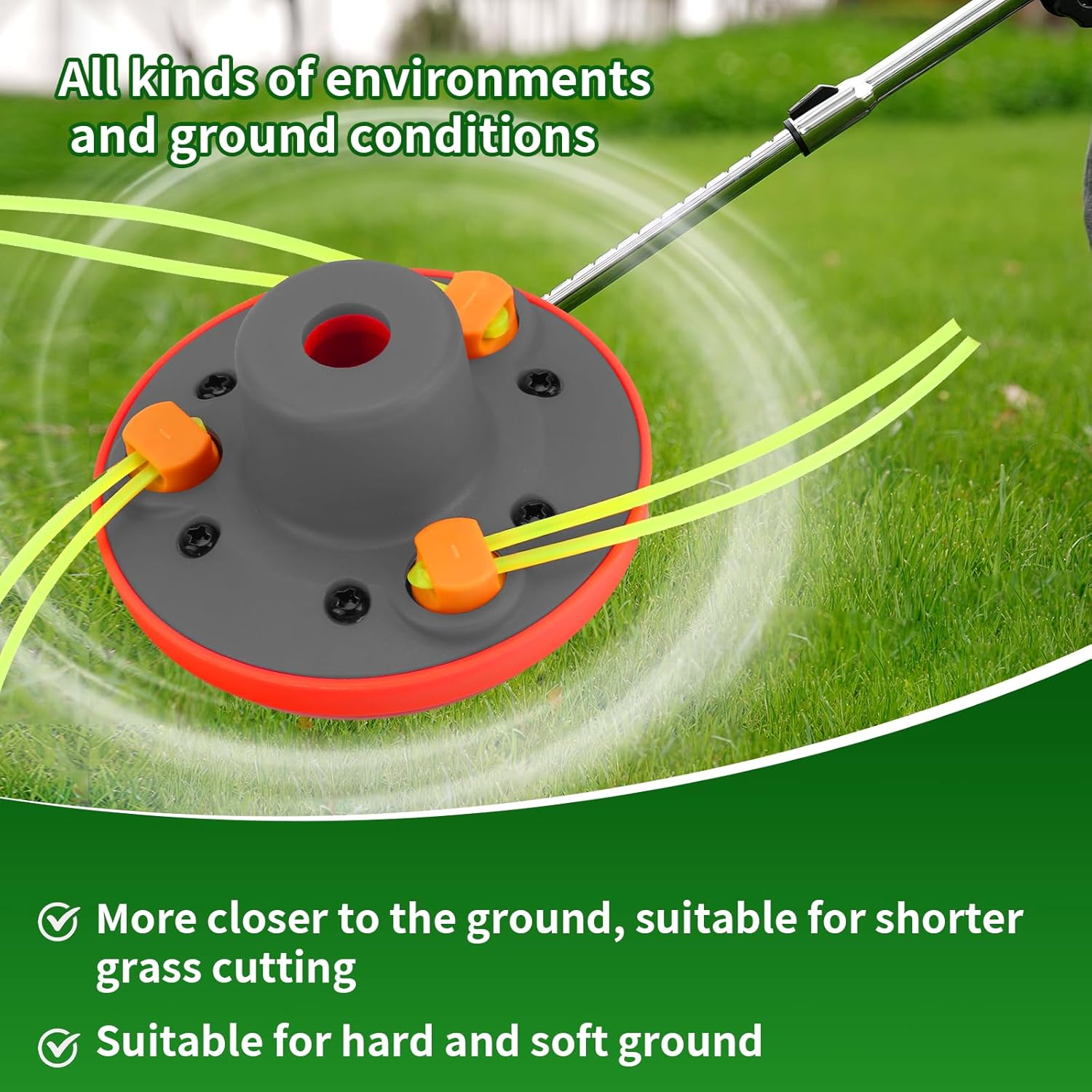 Quintillus Weed Eater Head, Universal Weed Wacker Head String Trimmer Head Replacement for Ego, Ryobi,Echo,Weed Warrior with 12pc .095" Triangle Trimmer Line