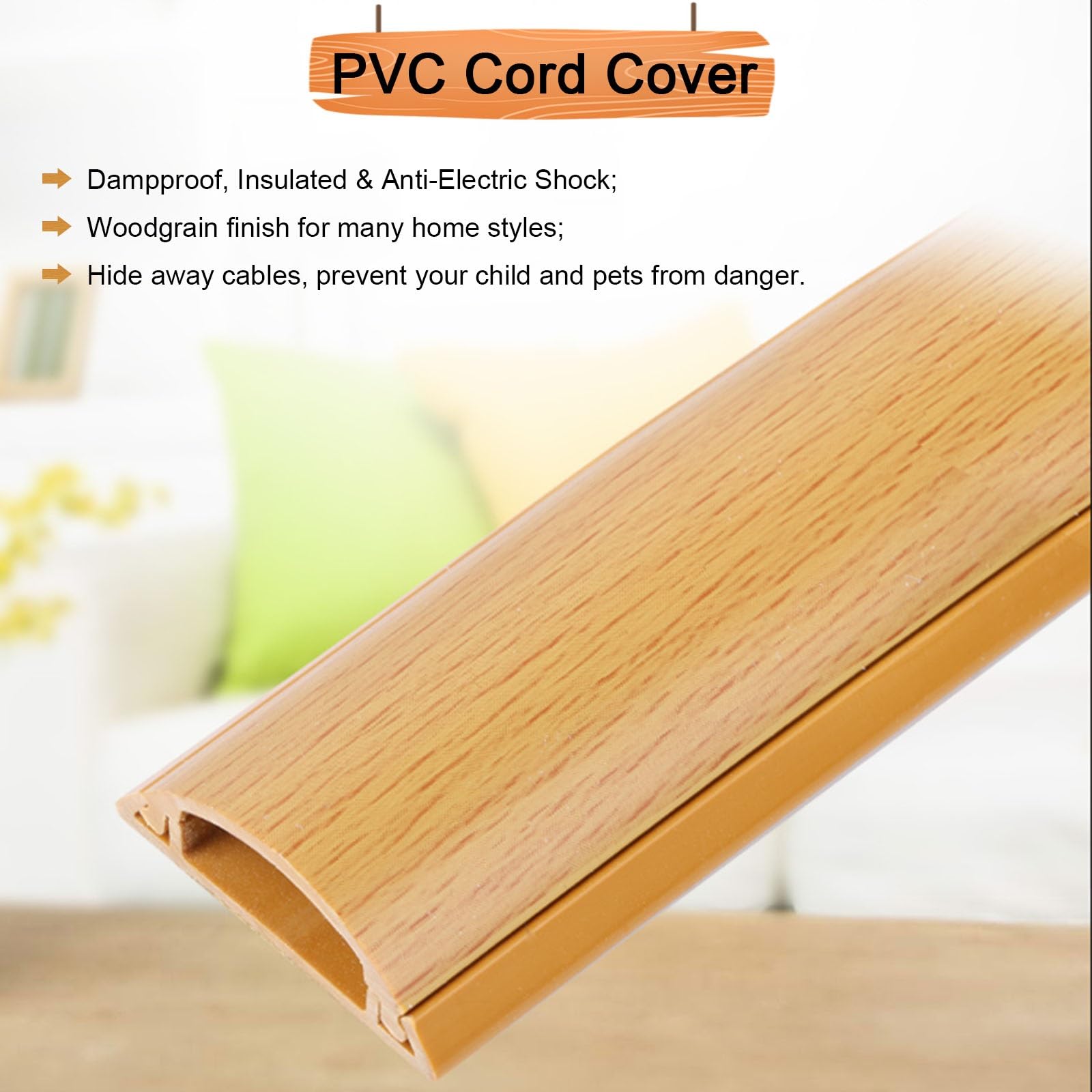 Passacavi Passacavo Rotondo Nero Bianco Marrone Grigio - Lunghezza 1m, Canale Per Fili Decorativi Autoadesivi Rimovibili Per Ufficio, Casa, Cucina, Copertura Del Cavo Del Pavimento(Black,2 Cables)